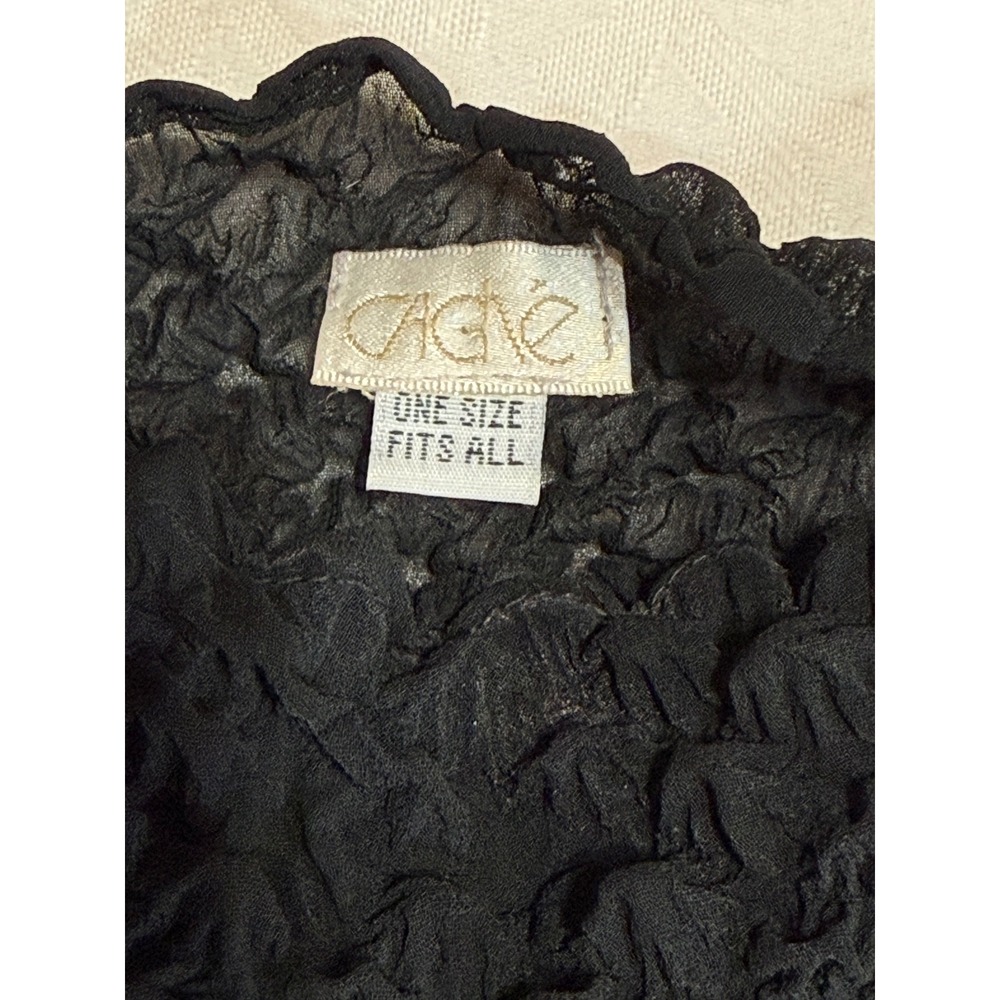 Cache Popcorn Top Women OS Black Crinkle Sheer Stripe Y2K Gothic - Picture 3 of 5
